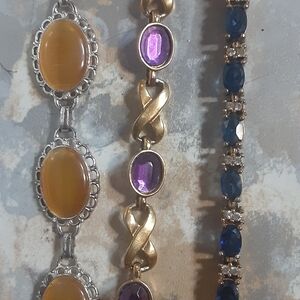 3 AVON BRACELETS ~ Yellow Moonglow + Eternity Knot + Faux Saphire w/crystals